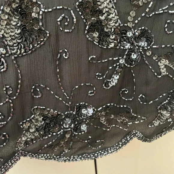 80’s Vintage Black Beaded Silk Top With Shear Sleeves S 2X (Large) New Year’s! - Picture 9 of 15